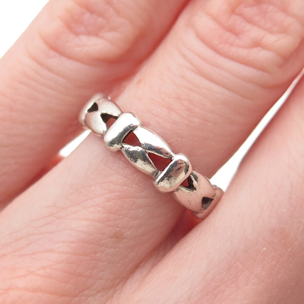 925 Sterling Silver Vintage Modernist Band Ring Size 6.25